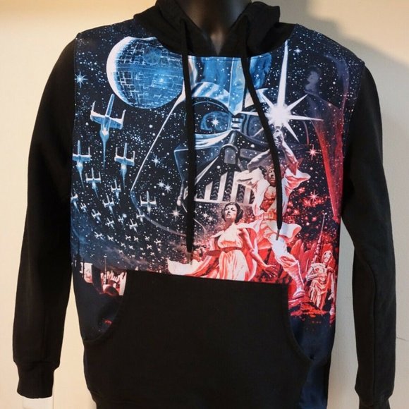 Star Wars Classic Artwork Vader Leia Luke A New Hope Hoodie Size S - Picture 5 of 5